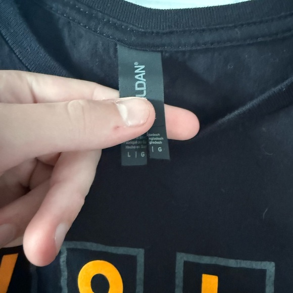 Gildan Black Tee with Vibrant Orange Design - Picture 2 of 3